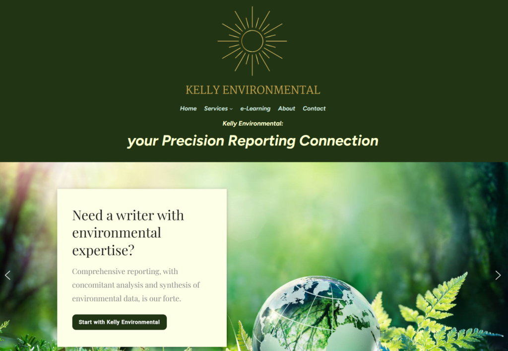 Screenshot of Kelly Environmental Homepage