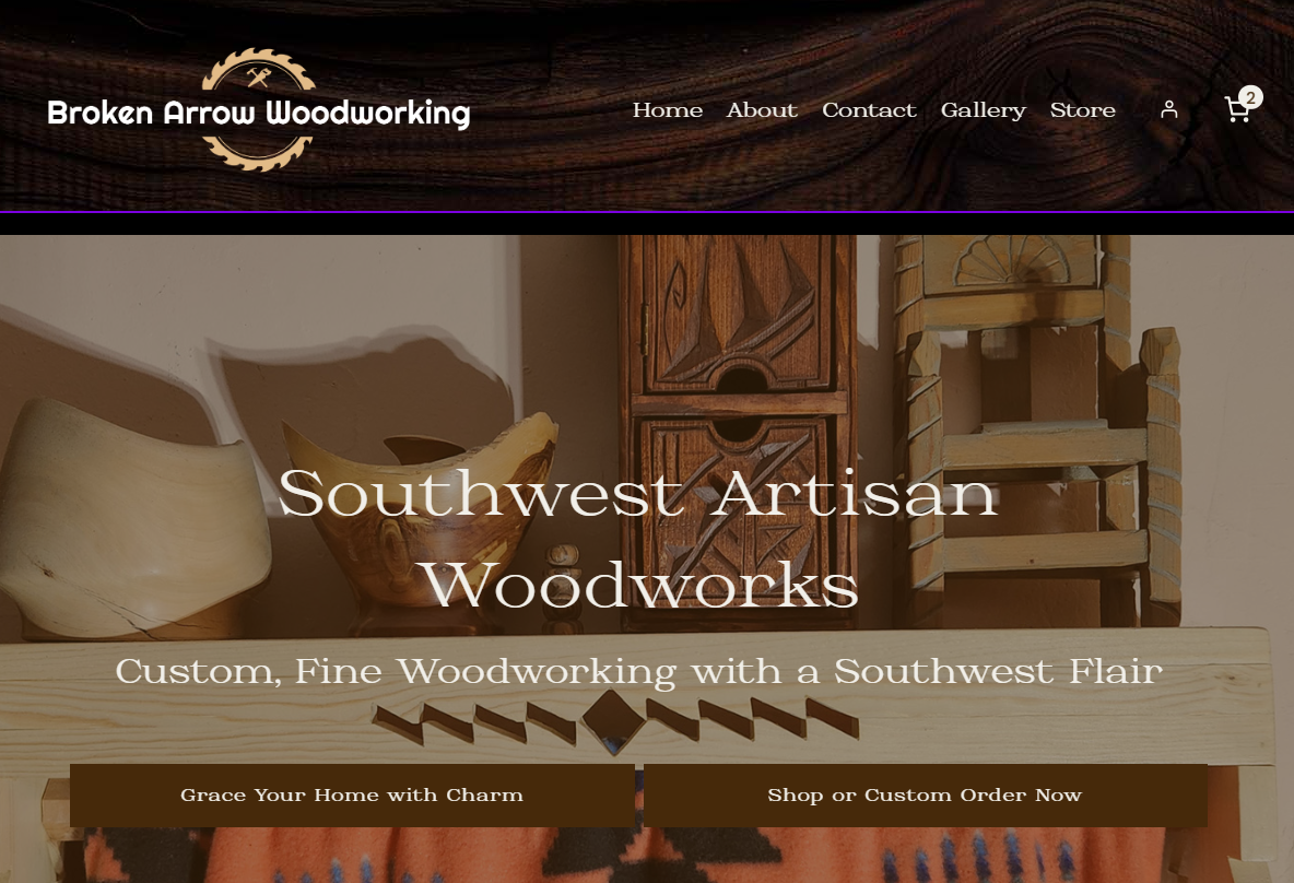 Broken Arrow Woodworking Website Homepage